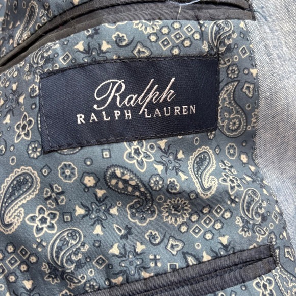 Ralph Ralph Lauren Mens Linen Blazer Blue Paisley Lined Sport Coat Jacket 52R - Picture 9 of 10